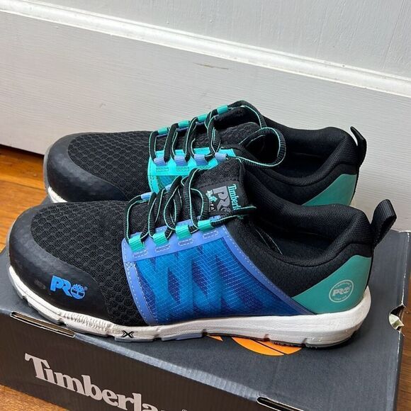 Timberland Pro Flex Radius CT Composite Safety Toe  Work Sneaker Black/Aqua Size - Picture 3 of 7